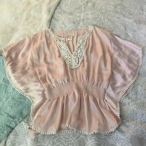 Arden B butterfly sleeve baby pink blouse